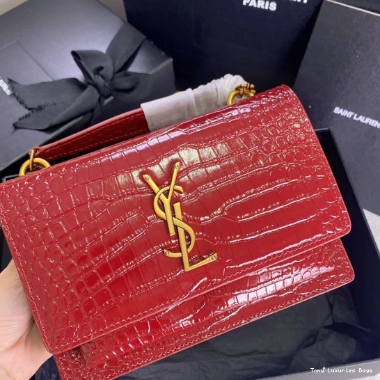 Tony Luxuries SUNSET YSL SHINY LEATHER CROCODILE-EMBOSSED IN 0805